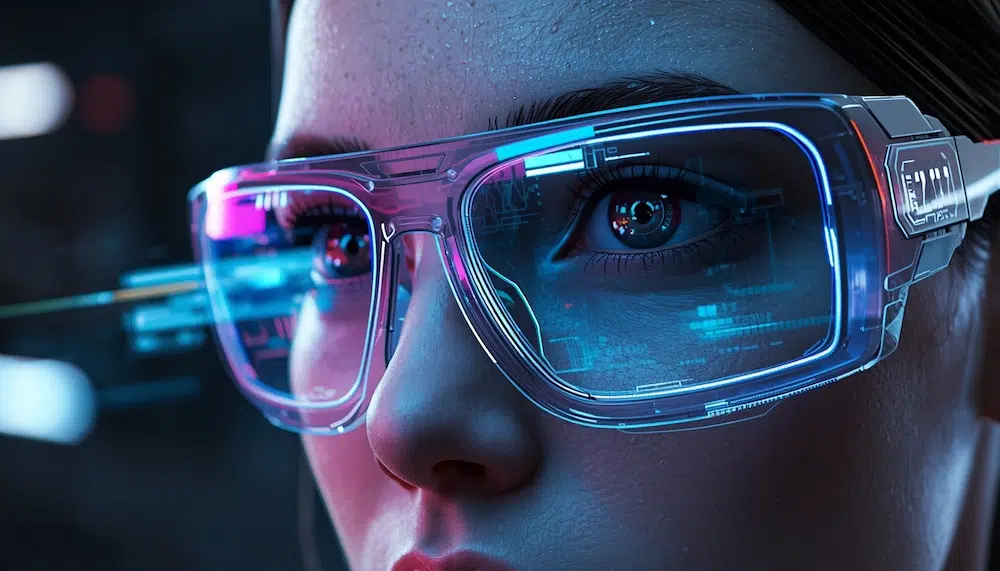 Meta Puffin kontsept – läbipaistvate läätsedega AR/MR prillid, digitaalsed holograafilised liidesed vaateväljas, liitreaalsus 2026-2027