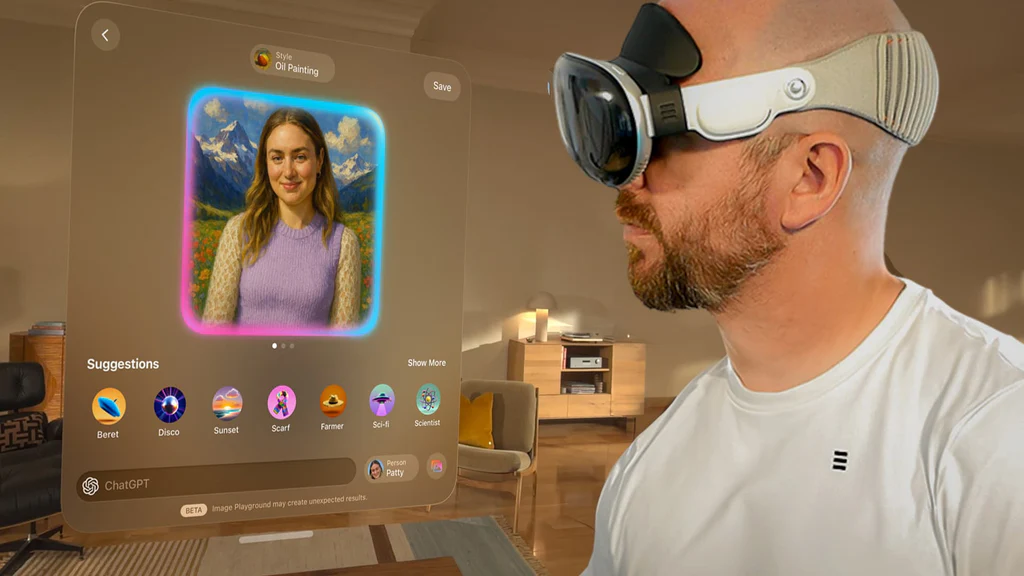 Apple Vision Pro mixed reality kasutus virtuaalprillidega. Reaalsus ja virtuaalsus segunevad.