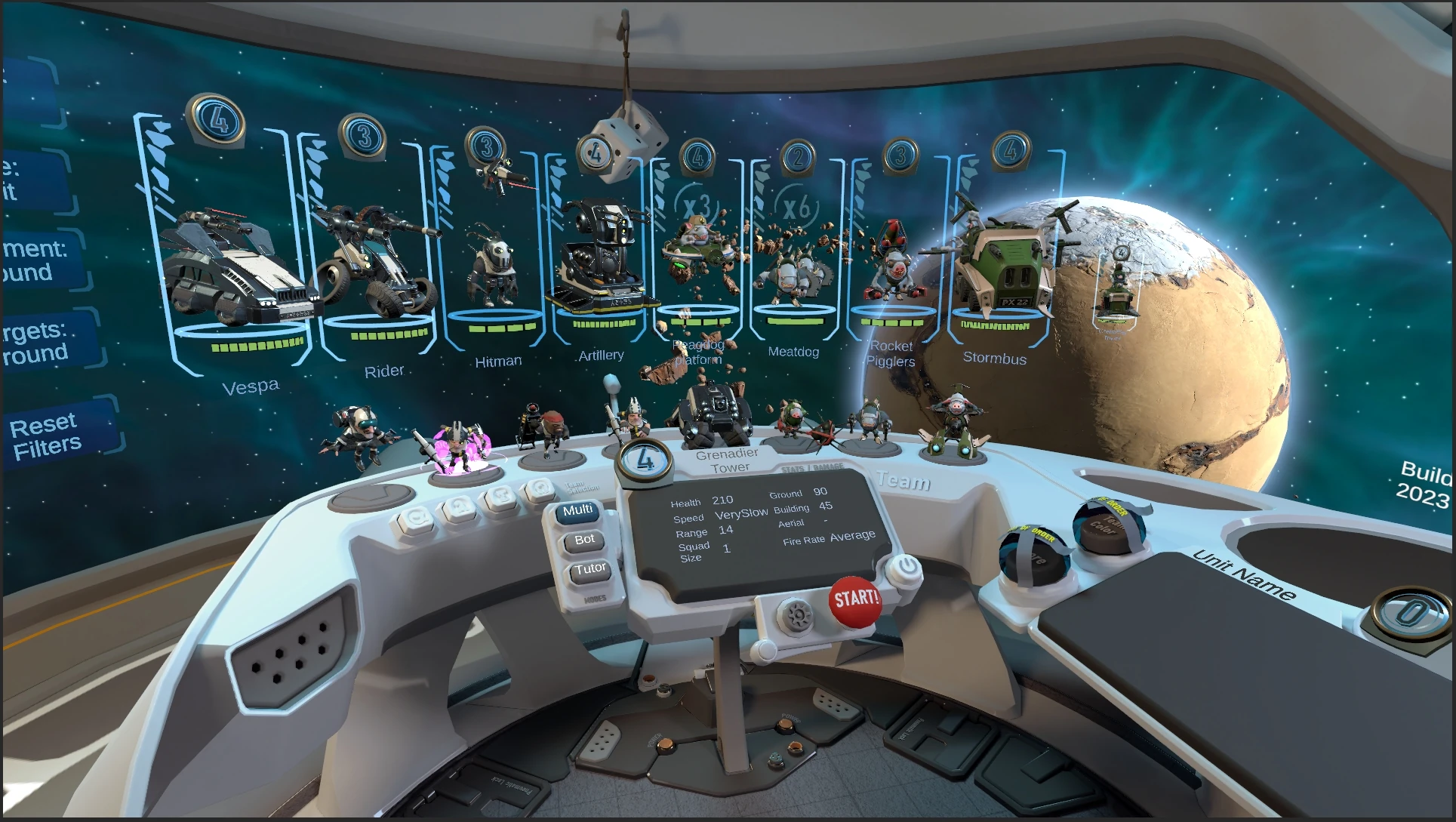 Futuristlik metaverse VR-maailm vaadatuna läbi virtuaalprillide. Meta Quest3 vr prillid.
