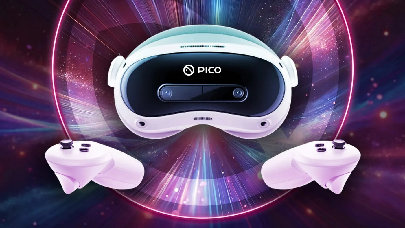 Pico 4 Ultra VR-prillid – ByteDance standalone mixed reality headset 2026. Pico 4 Ultra VR-peakomplekt ja kontrollerid.