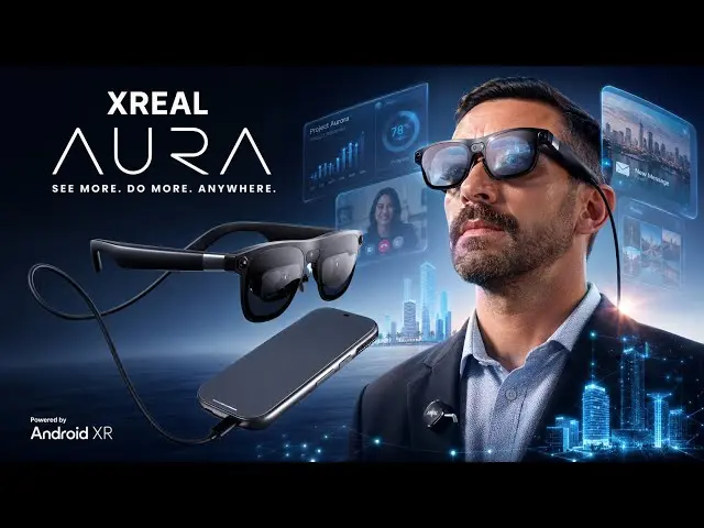 XREAL AURA ruumiline XR-arvuti ja tööruum